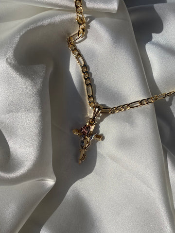 Rose cross necklace