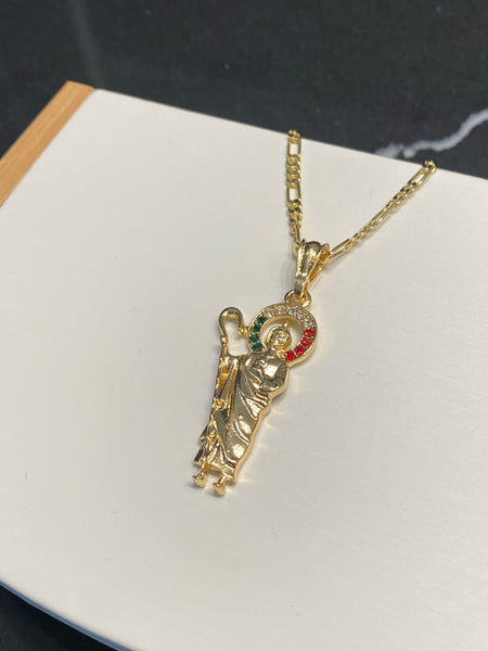 San Judas With Multi Color Gems